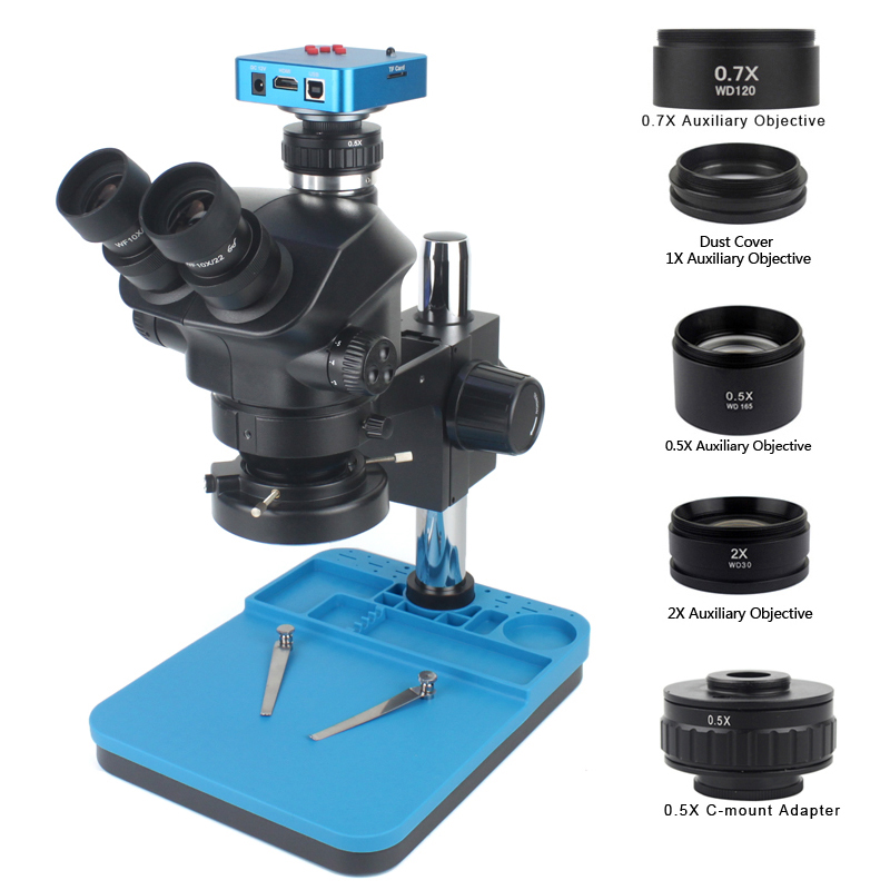 Simul-Focal Industrial Microscope 4K Hdmi - Zestaw Mikroskopu Stereoskopowego Trójokularowego z Funkcją