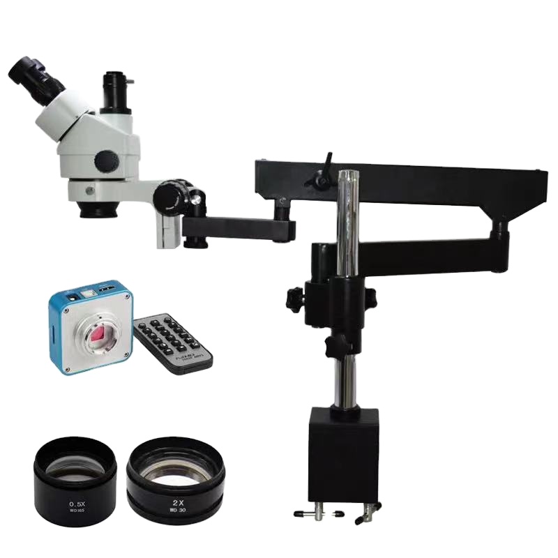 Articulating Arm Boom Stand Microscope - Mikroskop stereoskopowy trójokularowy z elastycznym ramieniem