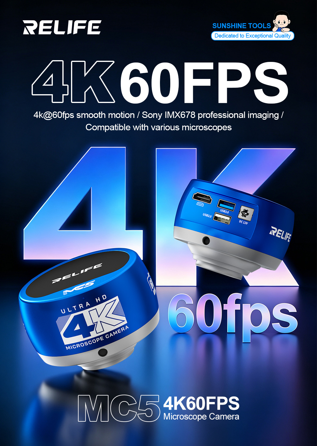 4K Microscope Camera Sony Sensor - RELIFE MC5 – kamera mikroskopowa 4K
