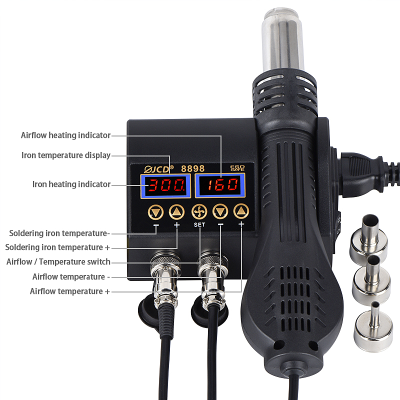 Stacja lutownicza JCD 2 w 1 75 – 2 In 1 Soldering Rework Station 750W recenzja i cena