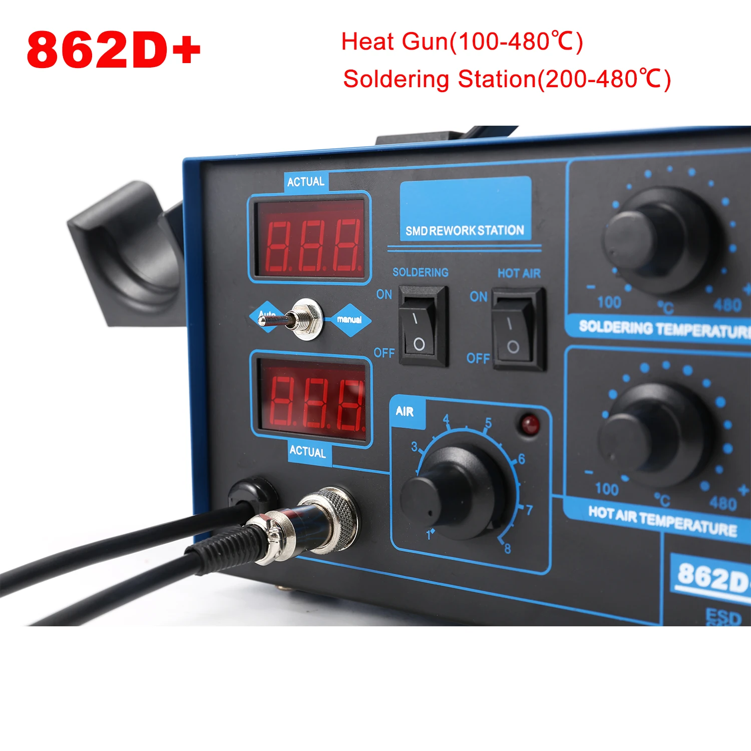 Stacja lutownicza 862D+ 2 w 1, – 2 In 1 Soldering Rework Station 750W recenzja i cena